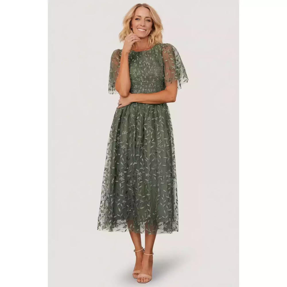 Baltic Born Kendra Embroidered Dress | Dark Sage Size 2XL2XL - Picture 4 of 5